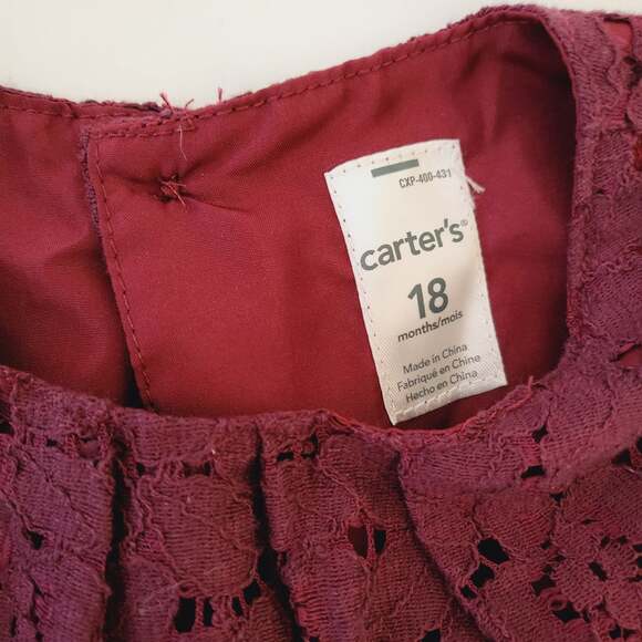 Carters 18M cranberry lace dress - Picture 3 of 5
